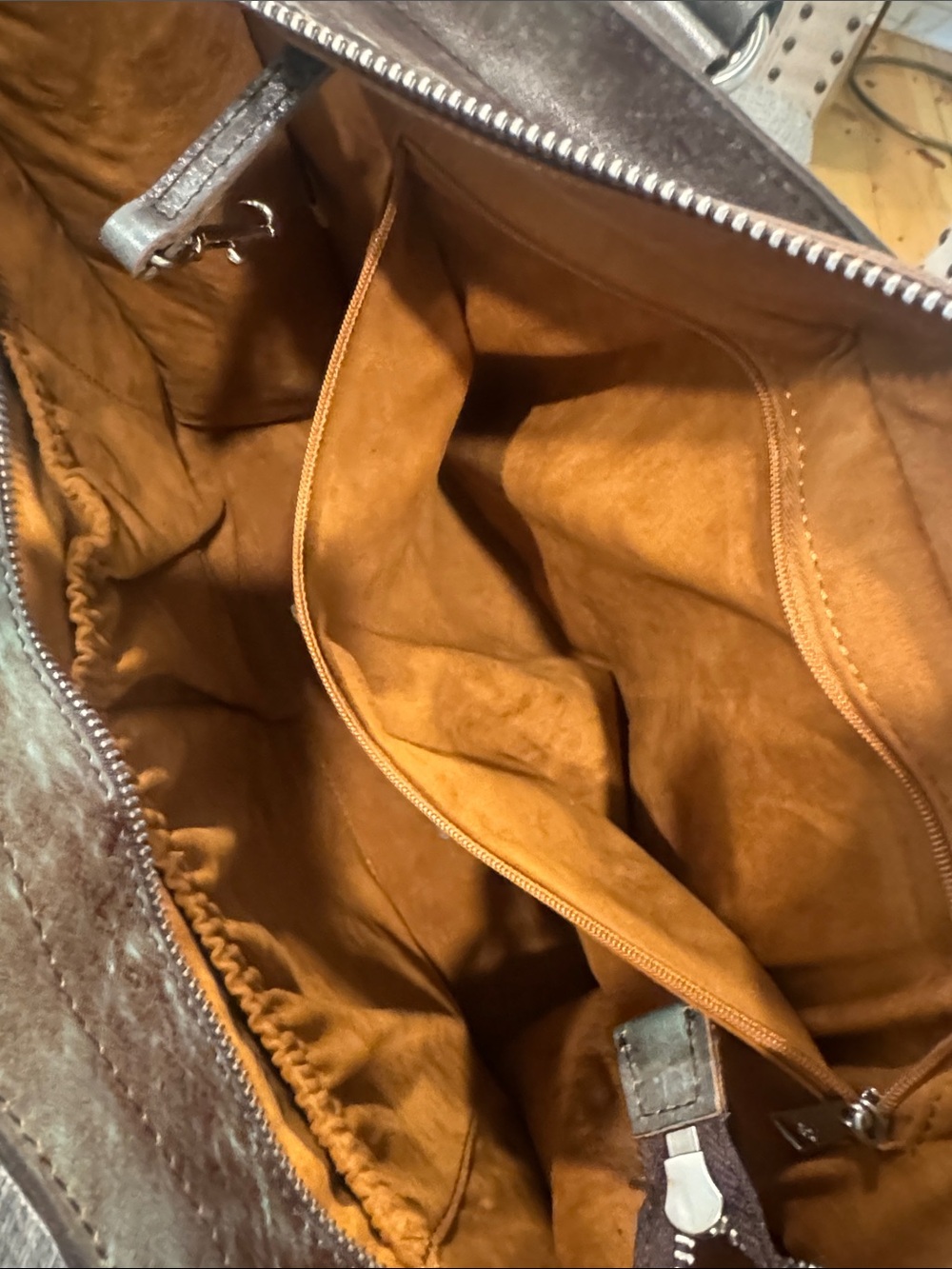 Patricia Nash Bag Vintage Tooled Turquoise and Brown Embossed Tote - Picture 14 of 17
